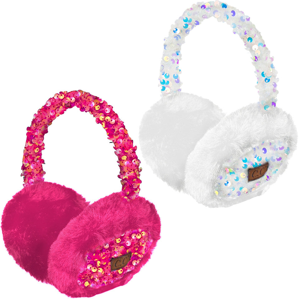 Sequin Adjustable Fuzzy Ear Muffs by Funky Junque