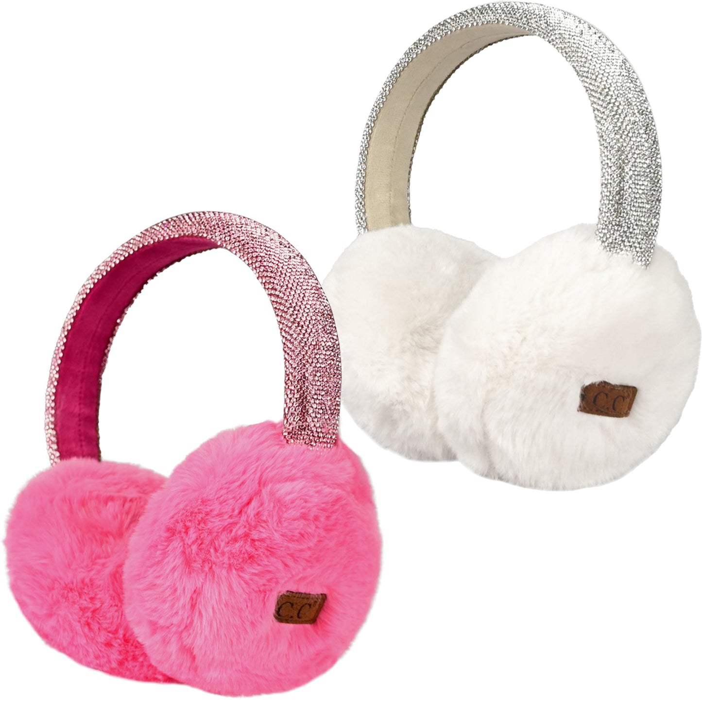 Rhinestone Adjustable Fuzzy Ear Muffs by Funky Junque