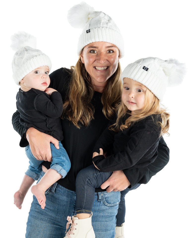 Mommy and Me - Cable Knit Faux Fur Pom Beanie (Adult/Toddler/Infant)