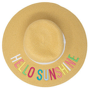 Hello Sunshine Embroidered Sun Hat by Funky Junque