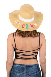 Hello Sunshine Embroidered Sun Hat by Funky Junque