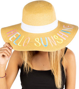 Hello Sunshine Embroidered Sun Hat by Funky Junque