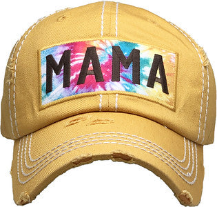 Tie Dye Mama Distressed Patch Hat by Funky Junque