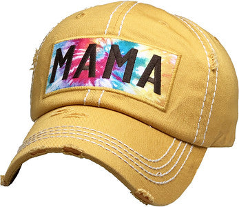 Tie Dye Mama Distressed Patch Hat by Funky Junque