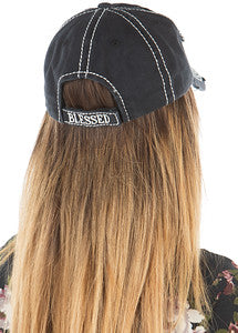 Blessed (Sunflower) Distressed Patch Hat by Funky Junque