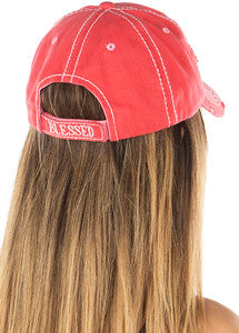 Blessed (Sunflower) Distressed Patch Hat by Funky Junque