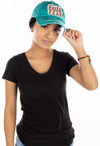 Faith Over Fear Distressed Patch Hat by Funky Junque