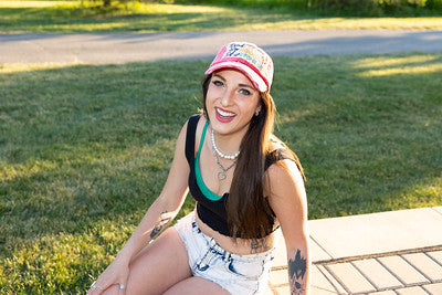 Drink Coffee, Sip Mimosas, Shoot Tequila Distressed Patch Hat by Funky Junque