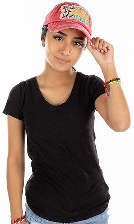 Drink Coffee, Sip Mimosas, Shoot Tequila Distressed Patch Hat by Funky Junque