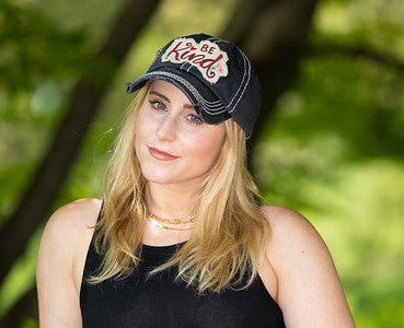 Be Kind Distressed Patch Hat by Funky Junque