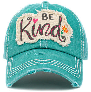 Be Kind Distressed Patch Hat by Funky Junque