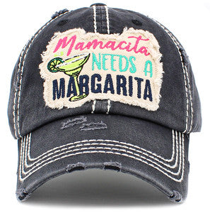 Mamacita Needs a Margarita Distressed Patch Hat by Funky Junque