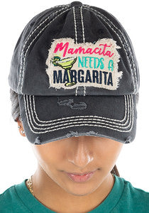Mamacita Needs a Margarita Distressed Patch Hat by Funky Junque