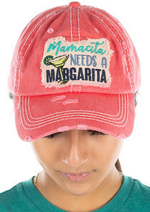 Mamacita Needs a Margarita Distressed Patch Hat by Funky Junque