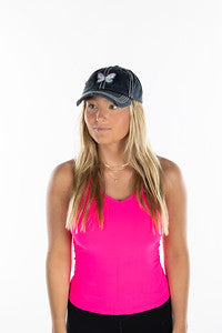 Butterfly Hearts Distressed Patch Hat by Funky Junque