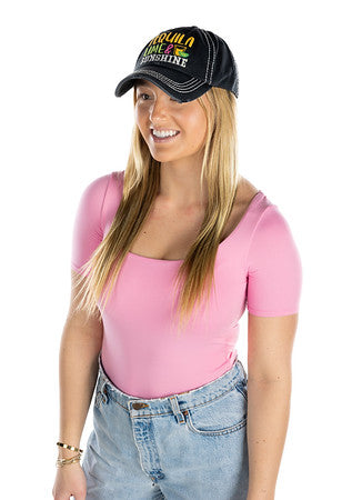 Tequila Lime & Sunshine Distressed Patch Hat by Funky Junque