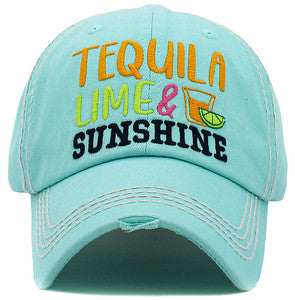 Tequila Lime & Sunshine Distressed Patch Hat by Funky Junque