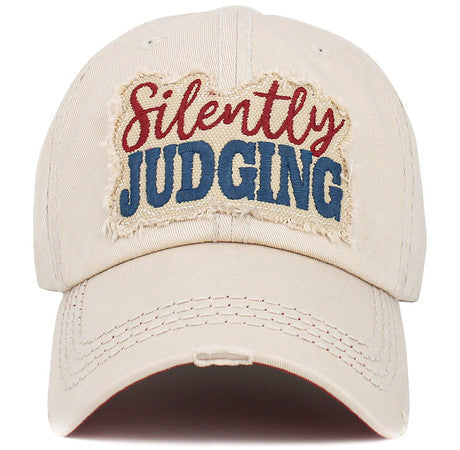 Silently Judging Distressed Patch Hat by Funky Junque