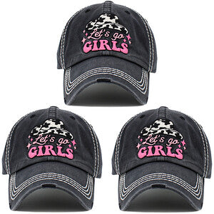 Let's Go Girls Distressed Patch Hat by Funky Junque