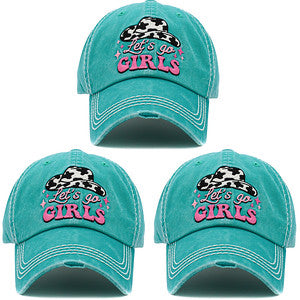 Let's Go Girls Distressed Patch Hat by Funky Junque