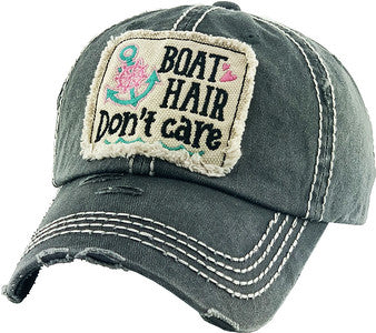 Boat Hair Don't Care Distressed Patch Hat by Funky Junque