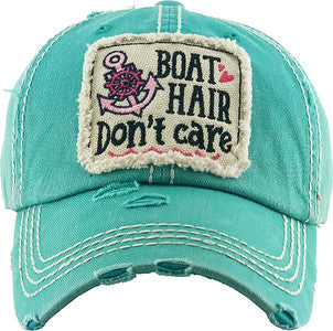 Boat Hair Don't Care Distressed Patch Hat by Funky Junque