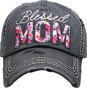 Blessed Mom Distressed Patch Hat by Funky Junque