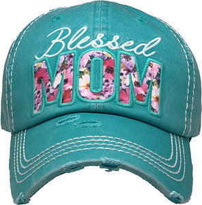 Blessed Mom Distressed Patch Hat by Funky Junque