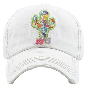 Cactus Distressed Patch Hat by Funky Junque