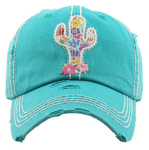 Cactus Distressed Patch Hat by Funky Junque