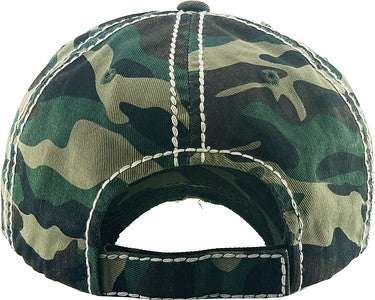 Camping Hair Don't Care Distressed Patch Hat by Funky Junque