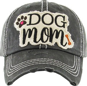 Dog Mom Distressed Patch Hat by Funky Junque