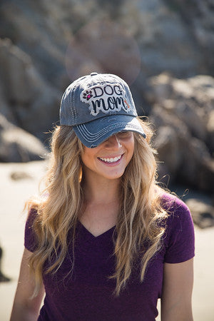 Dog Mom Distressed Patch Hat by Funky Junque