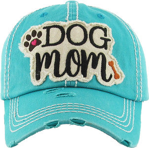 Dog Mom Distressed Patch Hat by Funky Junque
