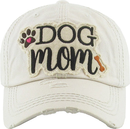 Dog Mom Distressed Patch Hat by Funky Junque