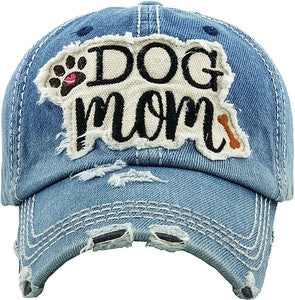 Dog Mom Distressed Patch Hat by Funky Junque