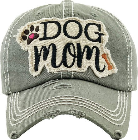 Dog Mom Distressed Patch Hat by Funky Junque