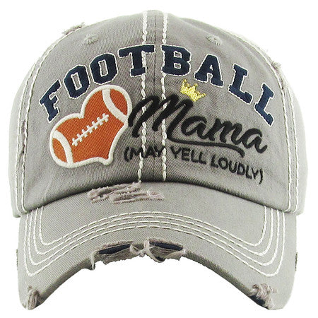 Football Mama Distressed Patch Hat by Funky Junque