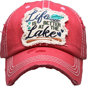 Life is Better at the Lake Distressed Patch Hat by Funky Junque