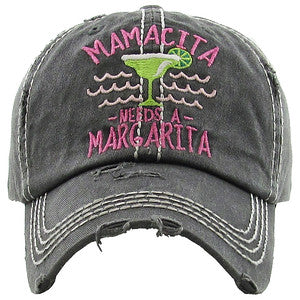 Mamacita Needs a Margarita Distressed Patch Hat by Funky Junque
