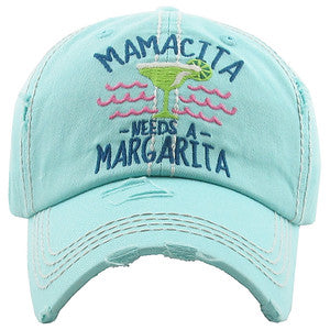 Mamacita Needs a Margarita Distressed Patch Hat by Funky Junque