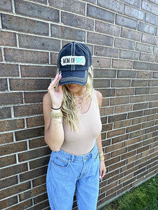 Mom of Boys & Girls Distressed Patch Hat by Funky Junque