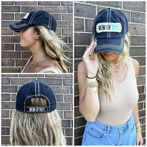Mom of Boys & Girls Distressed Patch Hat by Funky Junque