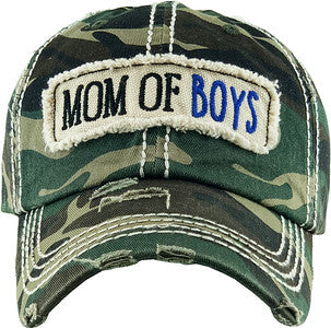 Mom of Boys & Girls Distressed Patch Hat by Funky Junque