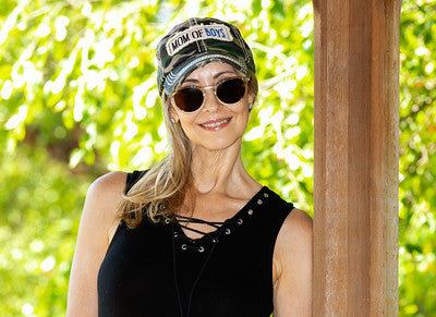 Mom of Boys & Girls Distressed Patch Hat by Funky Junque