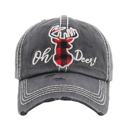 Oh Deer! Distressed Patch Hat by Funky Junque