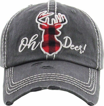Oh Deer! Distressed Patch Hat by Funky Junque