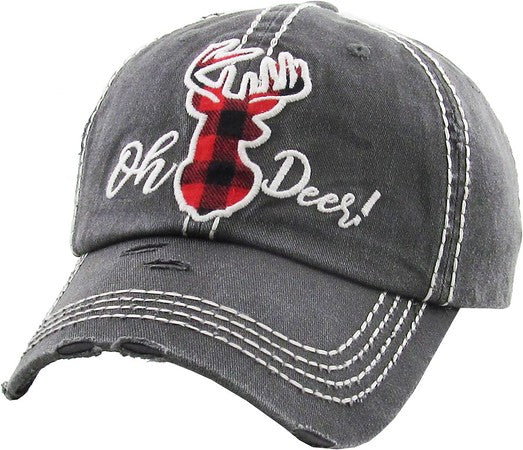 Oh Deer! Distressed Patch Hat by Funky Junque
