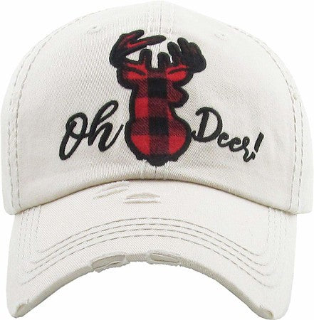 Oh Deer! Distressed Patch Hat by Funky Junque