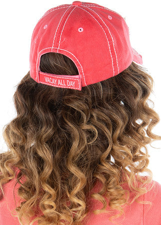 Vacay All Day Distressed Patch Hat by Funky Junque